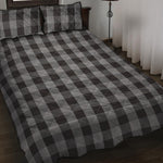 Grey And Black Check Pattern Print Quilt Bed Set