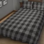 Grey And Black Check Pattern Print Quilt Bed Set