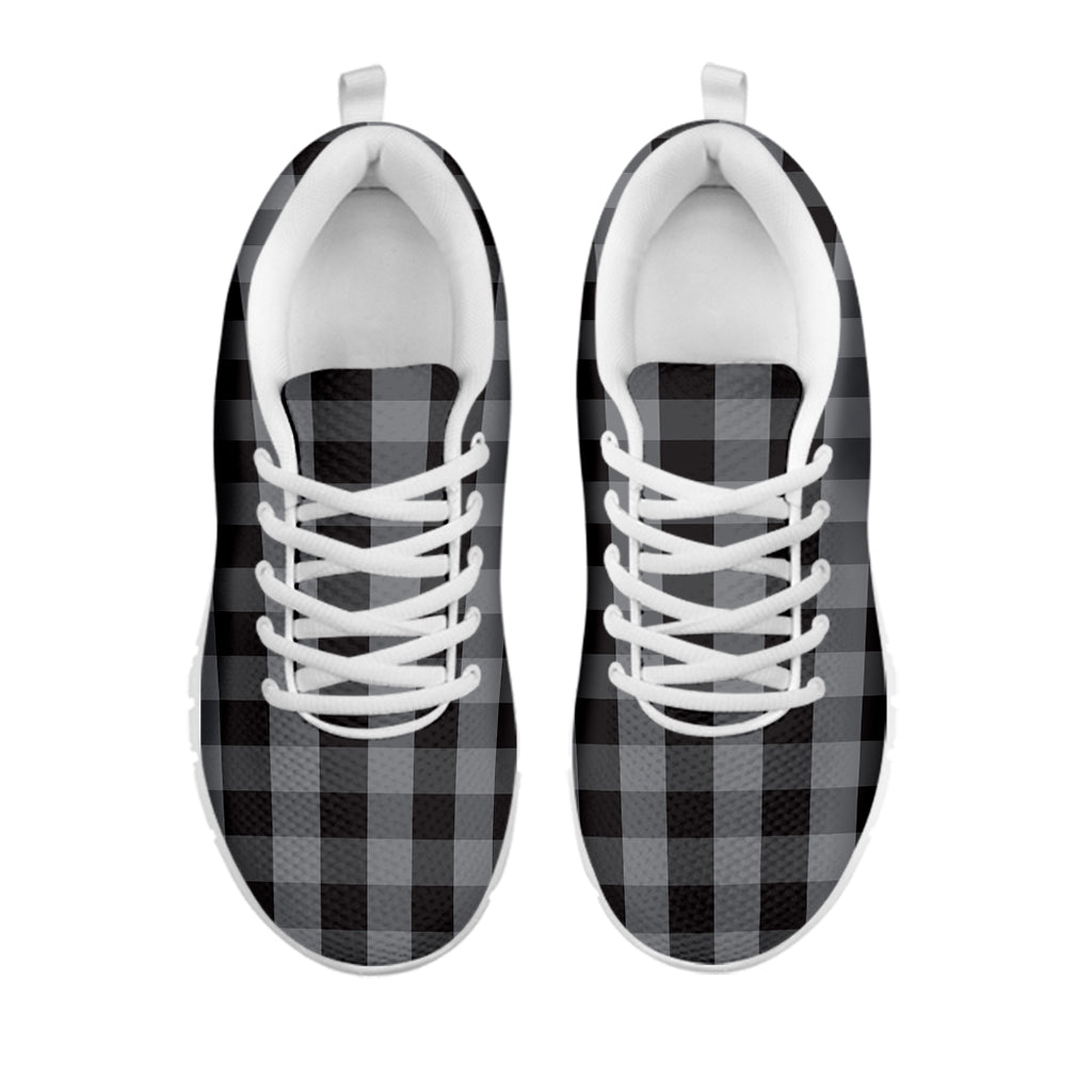 Grey And Black Check Pattern Print White Sneakers