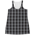 Grey And Black Check Pattern Print Women's Racerback Tank Top