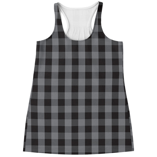 Grey And Black Check Pattern Print Women's Racerback Tank Top