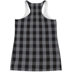 Grey And Black Check Pattern Print Women's Racerback Tank Top
