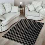 Grey And Black Checkered Pattern Print Area Rug