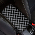 Grey And Black Checkered Pattern Print Car Center Console Cover
