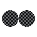 Grey And Black Checkered Pattern Print Car Coasters