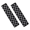 Grey And Black Checkered Pattern Print Car Seat Belt Covers