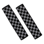 Grey And Black Checkered Pattern Print Car Seat Belt Covers