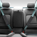 Grey And Black Checkered Pattern Print Car Seat Belt Covers