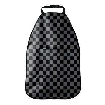 Grey And Black Checkered Pattern Print Car Seat Organizers