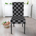 Grey And Black Checkered Pattern Print Dining Chair Slipcover