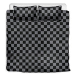 Grey And Black Checkered Pattern Print Duvet Cover Bedding Set