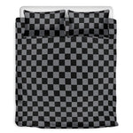 Grey And Black Checkered Pattern Print Duvet Cover Bedding Set