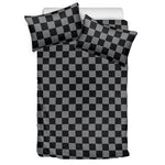 Grey And Black Checkered Pattern Print Duvet Cover Bedding Set