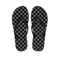 Grey And Black Checkered Pattern Print Flip Flops