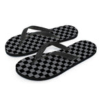 Grey And Black Checkered Pattern Print Flip Flops