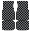 Grey And Black Checkered Pattern Print Front and Back Car Floor Mats