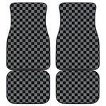 Grey And Black Checkered Pattern Print Front and Back Car Floor Mats