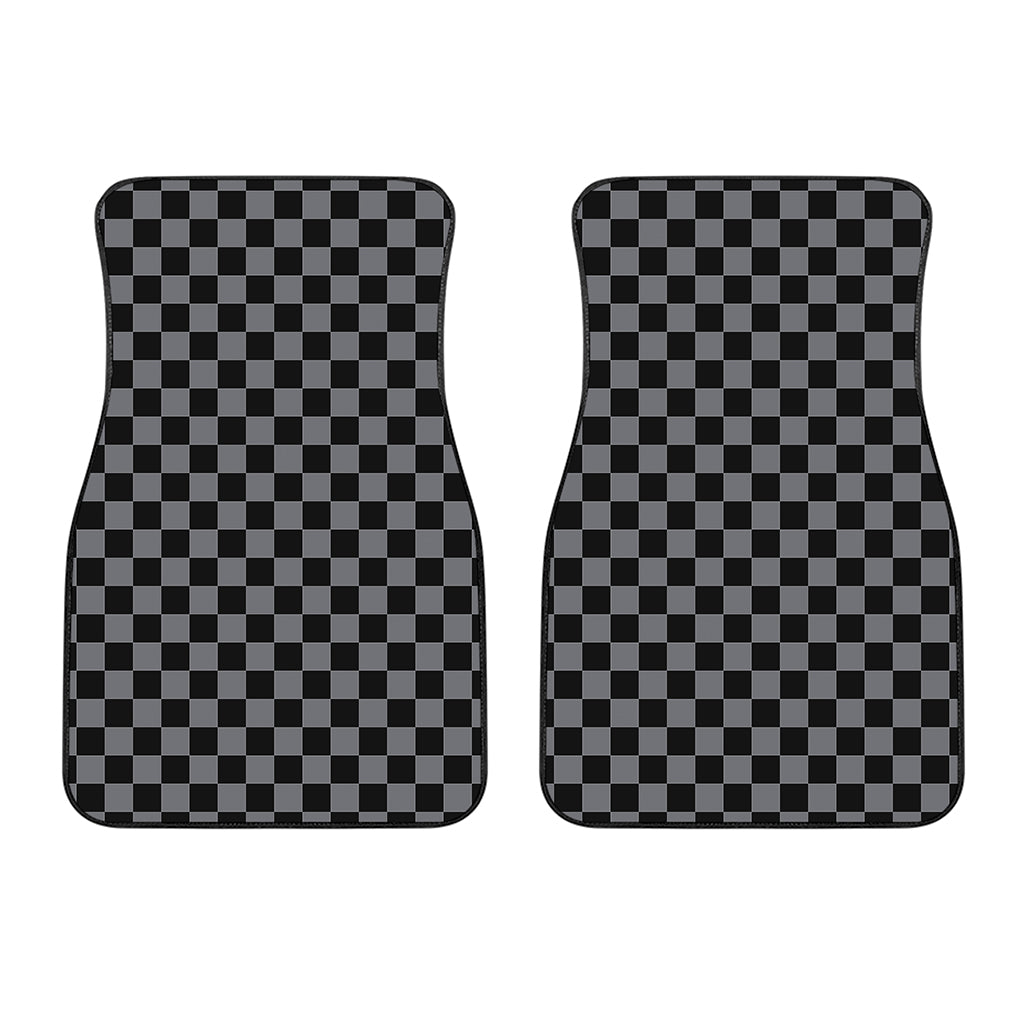 Grey And Black Checkered Pattern Print Front Car Floor Mats