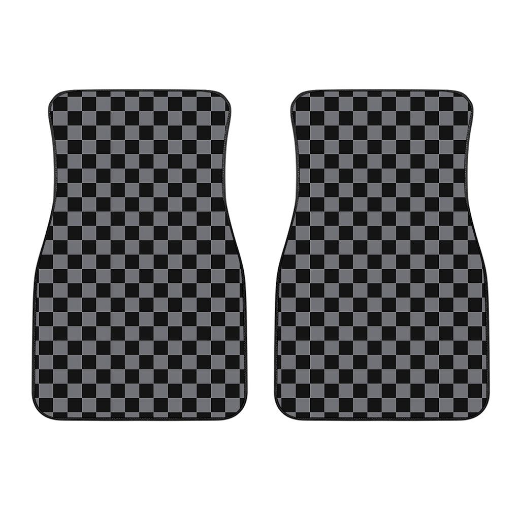 Grey And Black Checkered Pattern Print Front Car Floor Mats