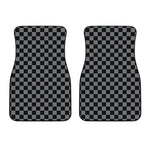 Grey And Black Checkered Pattern Print Front Car Floor Mats