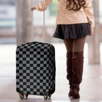 Grey And Black Checkered Pattern Print Luggage Cover