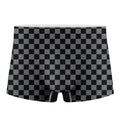 Grey And Black Checkered Pattern Print Men's Boxer Briefs