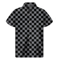 Grey And Black Checkered Pattern Print Men's Short Sleeve Shirt