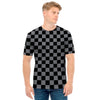 Grey And Black Checkered Pattern Print Men's T-Shirt