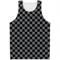 Grey And Black Checkered Pattern Print Men's Tank Top