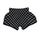 Grey And Black Checkered Pattern Print Muay Thai Boxing Shorts