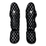 Grey And Black Checkered Pattern Print Muay Thai Shin Guard