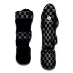 Grey And Black Checkered Pattern Print Muay Thai Shin Guard