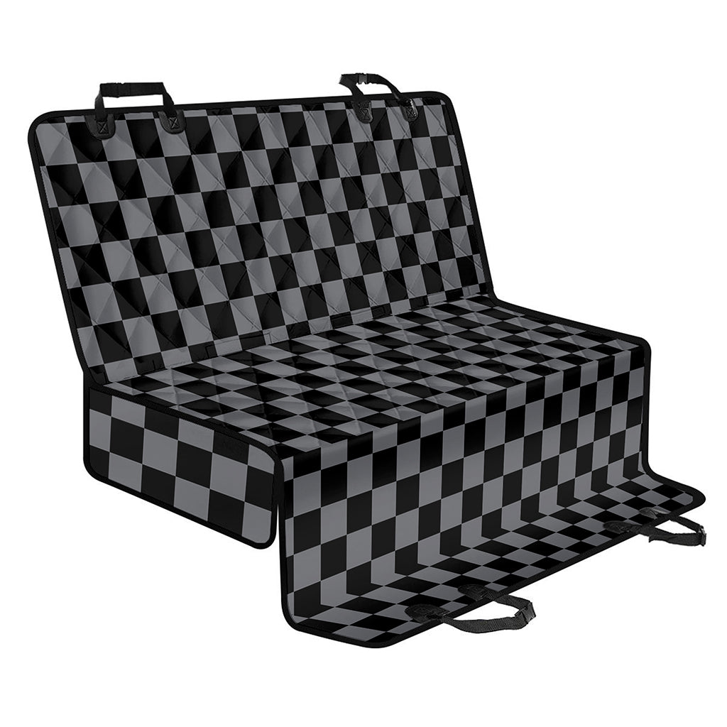 Grey And Black Checkered Pattern Print Pet Car Back Seat Cover