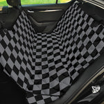 Grey And Black Checkered Pattern Print Pet Car Back Seat Cover