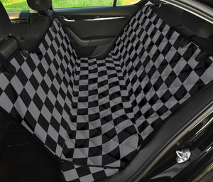 Grey And Black Checkered Pattern Print Pet Car Back Seat Cover