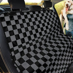 Grey And Black Checkered Pattern Print Pet Car Back Seat Cover