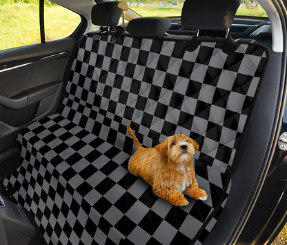 Grey And Black Checkered Pattern Print Pet Car Back Seat Cover