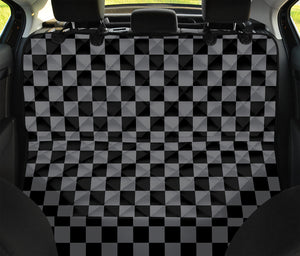 Grey And Black Checkered Pattern Print Pet Car Back Seat Cover