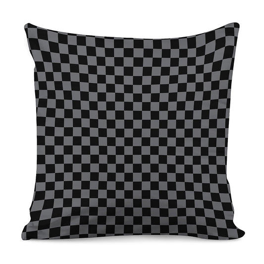 Grey And Black Checkered Pattern Print Pillow Cover