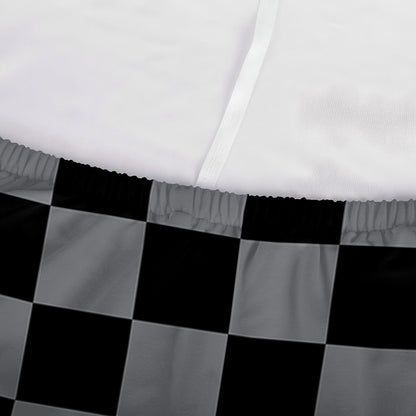 Grey And Black Checkered Pattern Print Sofa Cover
