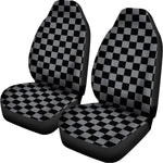 Grey And Black Checkered Pattern Print Universal Fit Car Seat Covers