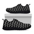 Grey And Black Chevron Pattern Print Black Running Shoes