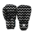 Grey And Black Chevron Pattern Print Boxing Gloves