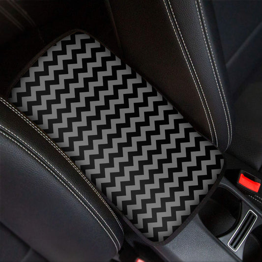 Grey And Black Chevron Pattern Print Car Center Console Cover