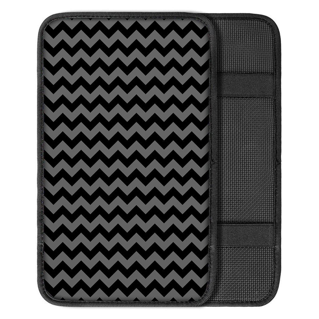 Grey And Black Chevron Pattern Print Car Center Console Cover