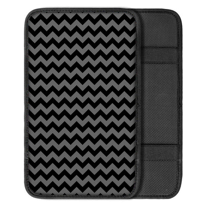 Grey And Black Chevron Pattern Print Car Center Console Cover