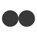 Grey And Black Chevron Pattern Print Car Coasters