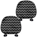 Grey And Black Chevron Pattern Print Car Headrest Covers