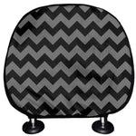 Grey And Black Chevron Pattern Print Car Headrest Covers