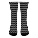 Grey And Black Chevron Pattern Print Crew Socks
